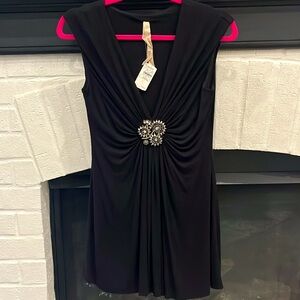NWT Bailey 44 Black Sleeveless Embellished Tunic Top w/ Rhinestone Accents Small